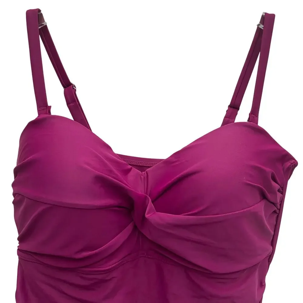 Hilor Women’s One Piece Swimsuit With Ruffle & Tummy Control Size 16 NWT
